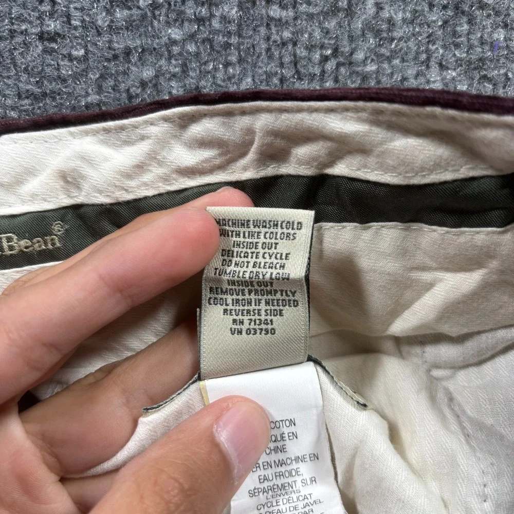 L.L. Bean Chino Pant Men's 34x30 Red Cotton Corduroy Straight Preppy Career